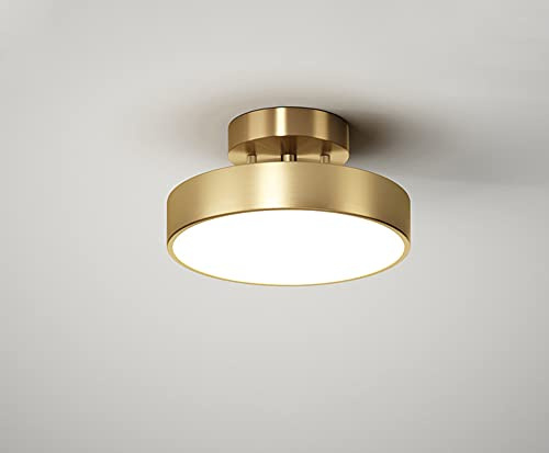 Messing Gold Deckenleuchte Drehen Einstellbar Flur Balkon Gang Deckenlampe LED Dimmbar Kupfer Decke Lichter Korridor Treppe Schlafzimmer Modern Lampe Rund Wohnzimmer Metall Badezimmer Leuchte 20cm 18W