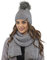 VIVISENCE Trendiger Damen Winter Set Aus Bommelmütze Mit Schal Aus Wärmendem Garn Mit Vlies-Innenfutter Antistatische Perfekte Passform Für Kalte Wintertage Modisches Design, Hellgrau,Einheitsgröße