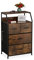 Relaxdays Kommode Industrial, HBT: 96,5 x 60 x 41,5 cm, Stoff, Metall, Holzoptik, 4 Schubladen, Sideboard, braun/schwarz