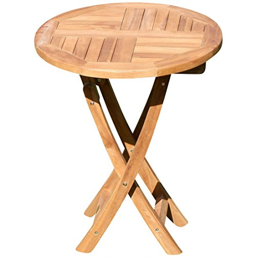 ASS ECHT Teak Holz Teaktisch Klapptisch Holztisch Gartentisch Garten Tisch in verschiedenen Größen zum Klappen von Größe:RUND Ø 60 cm