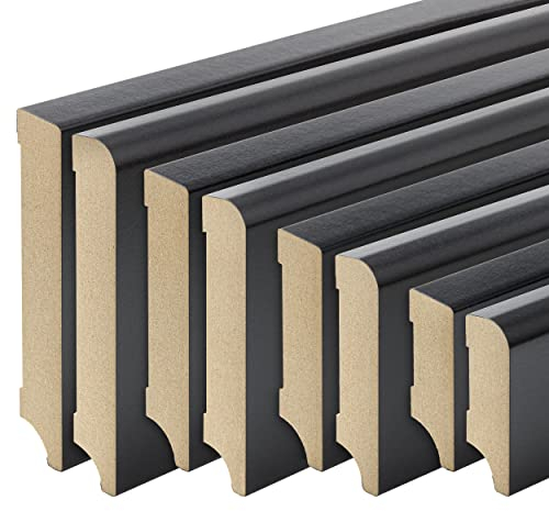 REESE | Sockelleisten | MDF Schwarz | Münchener Profil | 80mm