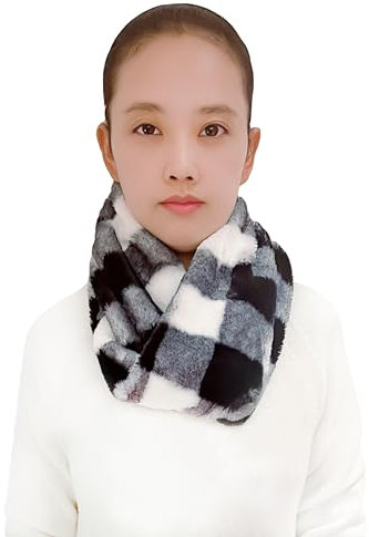 Lina & Lily Winter Loop Schal Snood Damen aus Kunstpelz (Schwarz, Grau, Weiß)