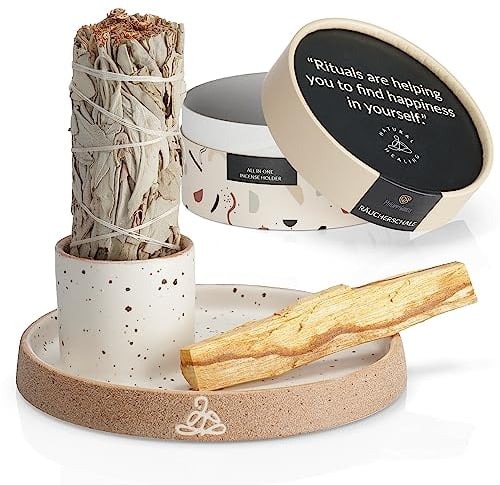 [HOCHWERTIGE] Räucherschale für jedes Räucherwerk, Räucherstäbchen, Palo Santo, Weißer Salbei I Räucherschale I PALO Santo UND Salbei SIND Nicht ENTHALTEN
