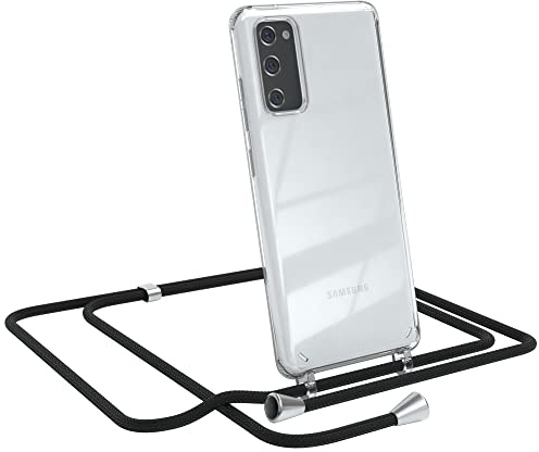 EAZY CASE Handykette kompatibel mit Samsung Galaxy S20 FE / S20 FE 5G Handyhülle mit Umhängeband, Handykordel mit Schutzhülle, Silikonhülle, Hülle mit Band, Stylische Kette für Smartphone, Schwarz