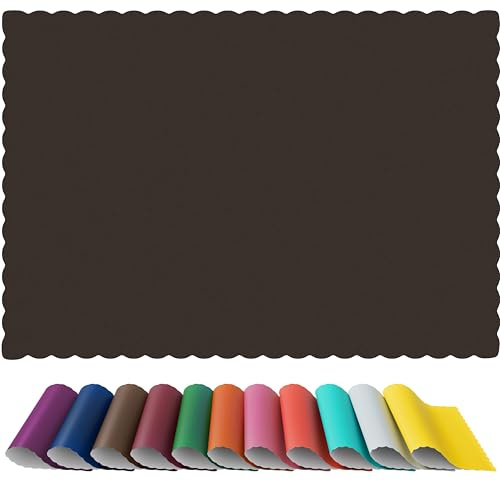 Paper Placemats - Disposable - Scalloped Edge (100, Black) | Disposable paper placemats, scalloped-edge design, black, 100 count, quick table setup and cleanup