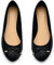 Dernolsea Womens Ballet Flats, Patent Leather Bow Round Toe Foldable Flat Slip On Pumps Dolly Ballerina Shoes Plain Black Size 7