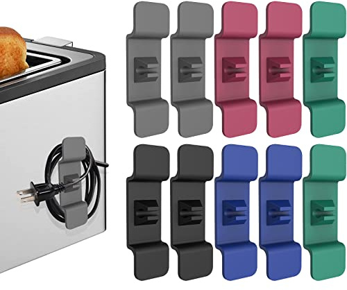 Cord Organiser for Kitchen Appliances, [10 Pcs] [5 Colours] Cord Winder Keep Kitchen Appliances Cable Tidy, Self-Adhesive Cable Management Clips Holder for Mixer, Air Fryer, Coffee Maker, Toaster