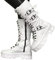 ticticlily Stivale Donna in Pelle Tacco Basso Stivali con Lacci Stivali da Cavaliere Slim Stivali Gomma Stivali da Donna Vintage Cinghie Stivali Casual alla Moda C Bianco 37 EU
