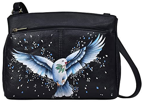 Anna by Anuschka Handbemalter Damen-crossbody-organizer aus Echtem Leder Damen Original Echtleder handbemalt Crossbody Organizer - Leder Handtasche für Frauen