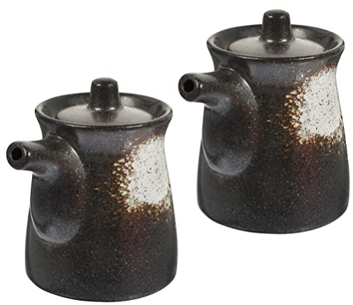 2Pièces Distributeur De Sauce Soja Et Vinaigre En Céramique Design Élégant Pour Condiments Pot À Huile D'Olive Et Vinaigre De 200Ml