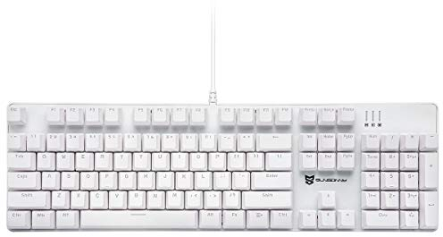 Qisan Mechanische Gaming-Tastatur, kabelgebundene Tastatur Led Hintergrundbeleuchtung Weiß 104Tasten Amerikanisches Layout Gaming-Tastatur mit Abnehmbarer,Braun Schalter