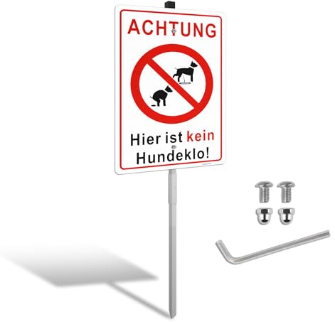 Goodvia Hundekot Verboten Schild mit Pfahl Aluminium Hier Bitte Nicht Hundekot Verboten Aluminium 20x30cm (Format A4) von Goodvia