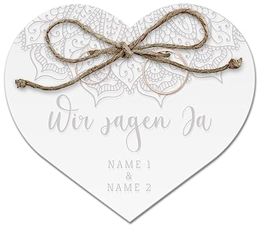 Acrylglas Ringkissen personalisiert zur Hochzeit Standesamt mit Lasergravur mit individuellen Namen und Datum klein und modern - Mandala