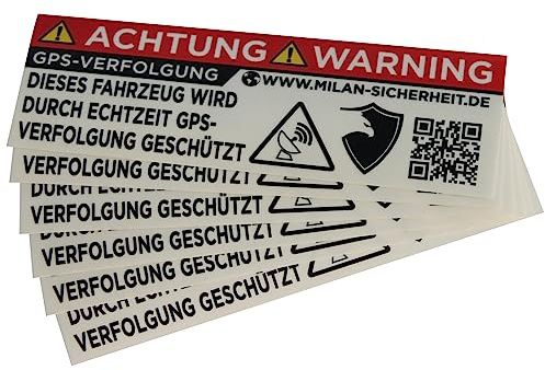 GRIP&BENDER 6 Stück GPS Sticker | Ortungs-GPS-Signal gesichert | mit Webseite auf dem Anti-Diebstahl Aufkleber, Alarm Warnaufkleber für Auto, Motorrad und Fahrrad - Aussenklebend (Transparent)