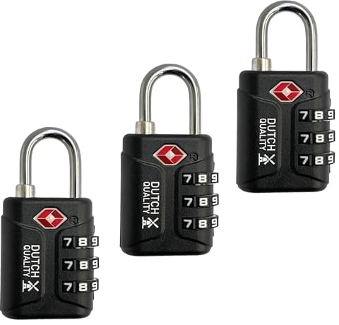 TSA Gepäckschlösser 3 Stücke, Zahlenschloss Vorhängeschloss, Kofferschloss, Mini Padlock, Reiseschloss, Schloss Klein für Koffer, Gepäck, Reisekoffer, Rucksack, Tasche Waffenkoffer, Spind, (Schwarz)