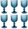 Bandesun Blue Hobnail Wine Glasses Set of 6 - Beads Goblet Glassware Vintage Drinkware