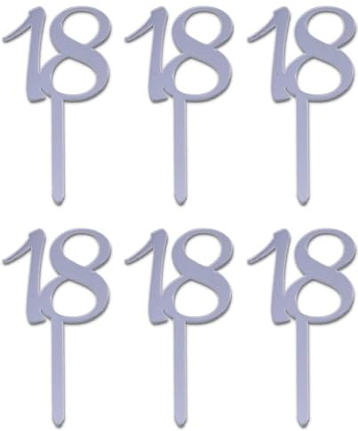Graziano, Set mit 6 Mini-Topper Zahl 25 Silber - H 9 cm, für Cupcakes, Geburtstag und Hochzeit, Silber