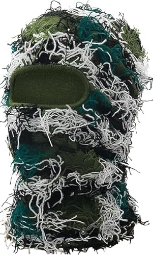Ezweiji Balaclava Maske Skimaske Sturmmaske Winddichte und Atmungsaktive Kälteschutzmaske für Ski, Motorrad und Outdoor Aktivitäten (Nylon, Tarnfarbe Grün)