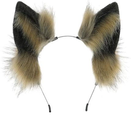 Dodheah Bandeau Oreilles de Loup Oreilles de Chat Bandeau de Renard L'anime Cosplay Animaux Accessoires Halloween Costume de Noël Carnaval Fêtes Marron