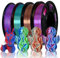 Filament Eono PLA 4 X 250g Packung, Dual Zweifarbiges PLA Filament 1.75mm, Mehrfarbiges PLA für 3D Drucker, 4 x 250g Spulen Matt Rot/Blau, Silk Silber/Kupfer, Silk Rosa/Blau, Silk Blau2/Grün