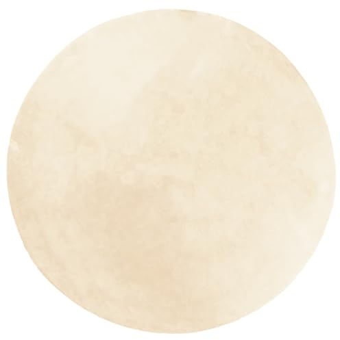 vidaXL Teppich, Wohnzimmerteppich Kurzflor Weich Waschbar, Moderner Teppich Rund für Wohnzimmer Schlafzimmer, Flauschig Einfarbig rutschfest, Creme Ø 100cm