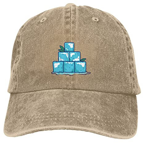 Swheakyu Baseballkappe mit Eiswürfel-Motiv, Unisex, Cowboyhut, Casquette-Kappe, Vintage, verstellbar, modisch, natur, One size