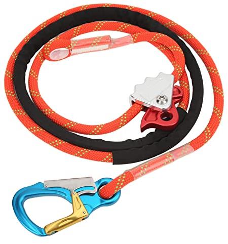 Cocoarm Stahlkern Baumkletterseil, Kletter-Sicherheits-Lanyard Verstellbares Absturzsicherungsseil Lanyard Klettern Bergseile mit Triple Lock-Karabiner 12mm