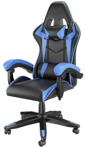 Racingreat Gaming Stuhl Gamer Chair - Computerstuhl Schreibtischstuhl Höhenverstellbar Ergonomisch Bürostuhl für Jugendliche Jungen Mädchen Erwachsene (Blau)