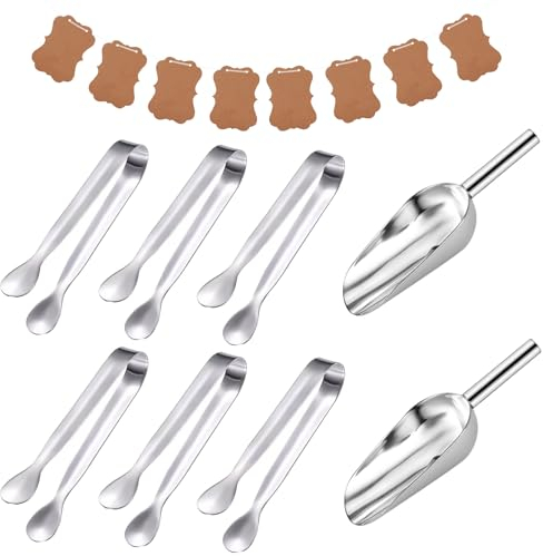 Candy & Bar Accesorios Deko Set, Incluye 6 Pinzas de Azúcar, 2 Palas y 1 Guirnalda Decorativa, Pinzas para cubitos de hielo para bodas y fiestas