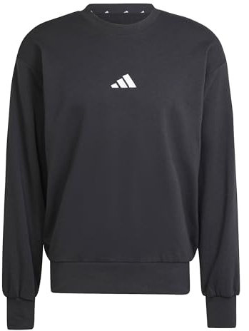 adidas Herren Essentials FEELCOZY French Terry Sweatshirt, Black/White, L