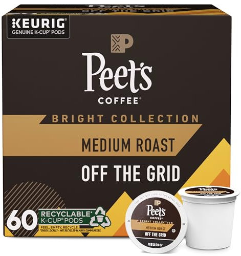 Peet's Coffee, Medium Roast K-Cup Coffee Pods for Keurig Coffee Machines - Off The Grid, 60 Count (6 Boxes of 10 K-Cup Pods)