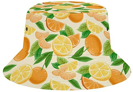 Peiyeety Orange Frucht Eimer Hut Strand Fischerhüte für Frauen Sommer Sonnenhüte Reisen Outdoor Cap Unisex
