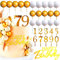 JeVenis White Gold Happy Birthday Cake Decoration Golden Balls Happy Birthday Sign for Gold White Birthday Party Supplies Favors