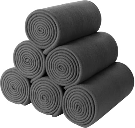CAI TENG 6er Set Polar-Fleecedecke Tagesdecke 125 X 150 cm Kuscheldecke Oeko Tex Warm und Weich Reisedecke für Couch Dunkle Grau