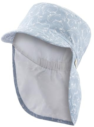 Sterntaler Schirmmütze Nacken Wale - Jungen Mütze mit Nackenschutz - UV-Schutz 50+ Sonnenhut - Sommermütze aus Baumwolle - Baby und Kinder Kopfbedeckung - Futter aus Batist (Bio)- Himmel, Größe 53
