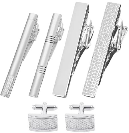 Lot de 4 pinces à cravate, 1 paire de boutons de manchette, pinces à cravate pour homme, accessoires de costume, pinces à cravate pour homme, 4 cm, Fer à repasser, no
