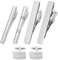 Lot de 4 pinces à cravate, 1 paire de boutons de manchette, pinces à cravate pour homme, accessoires de costume, pinces à cravate pour homme, 4 cm, Fer à repasser, no