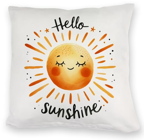 Sonne Freundschaft Kuschelkissen mit Spruch Hello Sunshine strahlende Begrüßung helles Licht sonniger Gruß Sonnenstrahlen - Perfekt für Freunde
