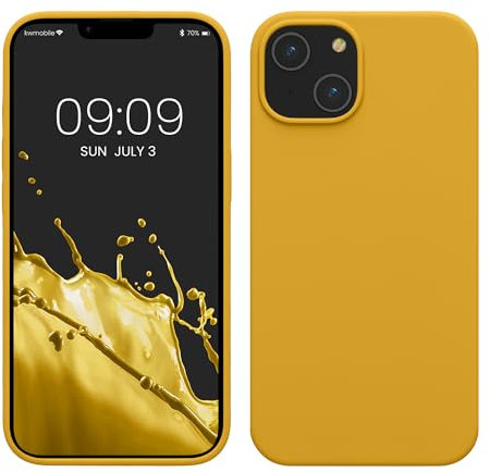 kwmobile Case for iPhone 14 Case - Slim Soft TPU Silicone Cover - Works with Wireless Charging - Honey Yellow