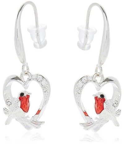 Robins Appear Heart Silver Plated Earrings 349646