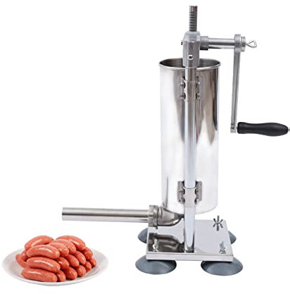 3L Wurstfüllmaschine, Manuell Wurstfüller mit 6 Größen Füllrohre, Edelstahl Wurstpresse Wurstmaschine für Hausgemachtes