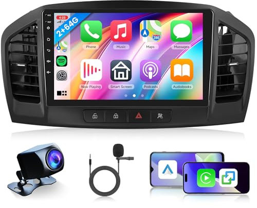 2G+64G Wireless Carplay Android Autoradio 2 Din für Opel Insignia 2008-2013/Buick Regal 2009-2013 9 Zoll Autoradio mit Android Auto Navi GPS WIFI Mirror Link Bluetooth FM/RDS USB/EQ/SWC Rückfahrkamera