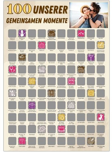 JOCERO - Rubbelposter für Paare – 100 Date Ideen & Bucket List für Paare – Kreative Geschenkidee für Paare – Unvergessliche Erlebnisse für Paare – Scratch Off Poster für Abenteuer