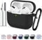 Compatible with AirPods Pro 2 Case Cover 2023 2022 for Women Men and Airpods Pro 1st Case 2019, Soft Silicone Covers for Airpods Pro 2nd/1st Generation Cases with Cleaner Kit and Keychain Black
