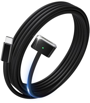 Stouchi USB C to Magnetic 3 Cable 1.8M 140W Fast Charging MacBook Air Charger Cable Compatible with MacBook Pro (16/14 2024/2023/2021), Air (15''/13'' M4 2025, M3 2024, M2 2023, M2 2022)-Black