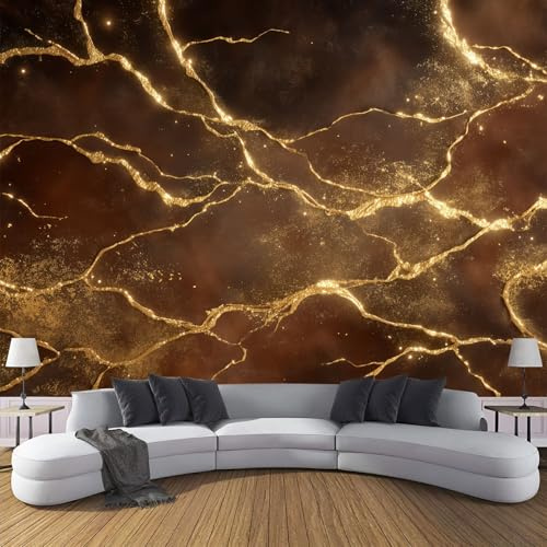Goldfolienstruktur Tapete Wandbild 3D Fototapete, Retro-Luxus Wandtapete Foto Für Wohnzimmer Schlafzimmer Fernseh Hintergrund Wand-Kunst-Deko 150x105cm, Gold