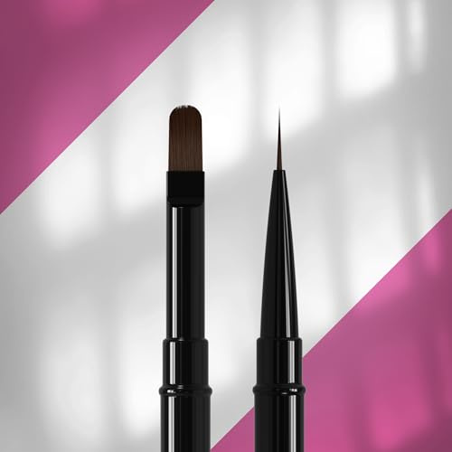 STALEKS PRO Pinceau à ongles double face noir pour UV, Builder & Nail Art, série de pinceaux professionnels (liner 10 mm et pinceau gel 11 mm)