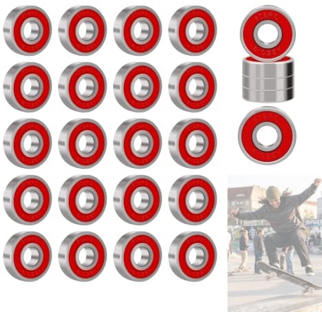 20 Stück Kugellager 608, ABEC-9 8x22x7 mm | doppelt abgedichtete 2RS Lager aus Kohlenstoffstahl für Skateboard, Roller & Inline Skates, hochwertige Skateboard Kugellager