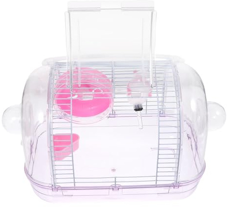Cage de Transport pour Hamster Rose en Plastique et Fer | Boîte de Voyage pour Animaux, pour Cobayes et Hamsters, Nid Confortable, Matériaux Sûrs