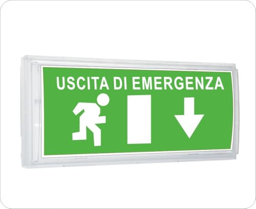3 TARGHETTE ADESIVE USCITA DI EMERGENZA 10x23cm. ADESIVI RETROILLUMINABILI DA APPLICARE SU LAMPADE DI EMERGENZA UTILIZZABILI ANCHE ALL' ESTERNO.